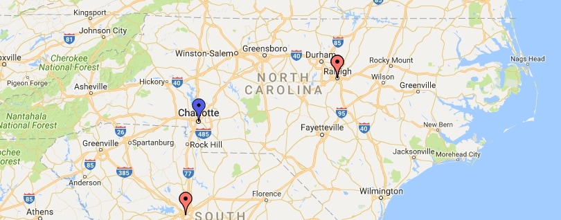 Map of North Carolina events and regional alumni